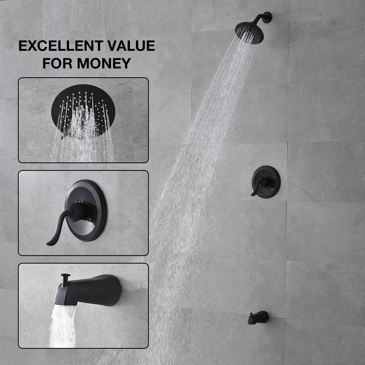 أفضل سعر Hotsale Hotel Home Bath Shower Rain Faucet Set Black حمام دش صنبور مجموعة